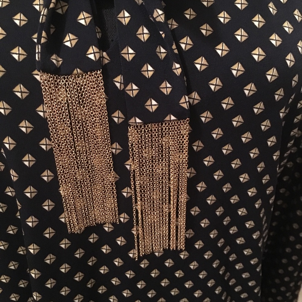 🆕 AUTHENTIC MICHAEL KORS NAVY CHAIN LINK BLOUSE